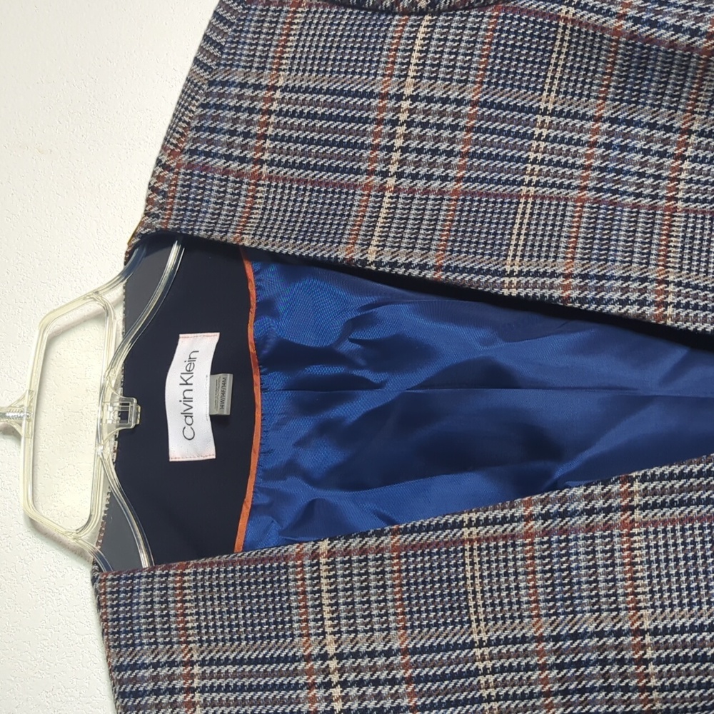 Calvin Klein Women’s Blazer Suit‎ Jacket NWT Plaid Dark Academia Professor 14W - Picture 3 of 16